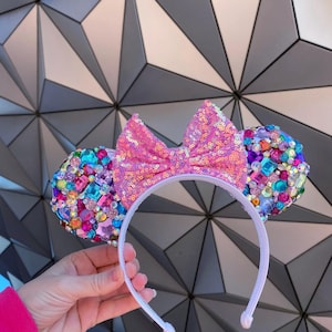 Colorful Crystal Colorful Mouse Ears Diamond Headband | Rainbow Multicolor