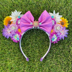 Tangled Rapunzel inspired floral Mouse Ears Flower Crown Headband LIMITED QUANTITY