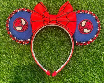 Spider-man inspired Jeweled Mickey Mouse Ears headband | Marvel Avengers Super hero | LIMITED release |