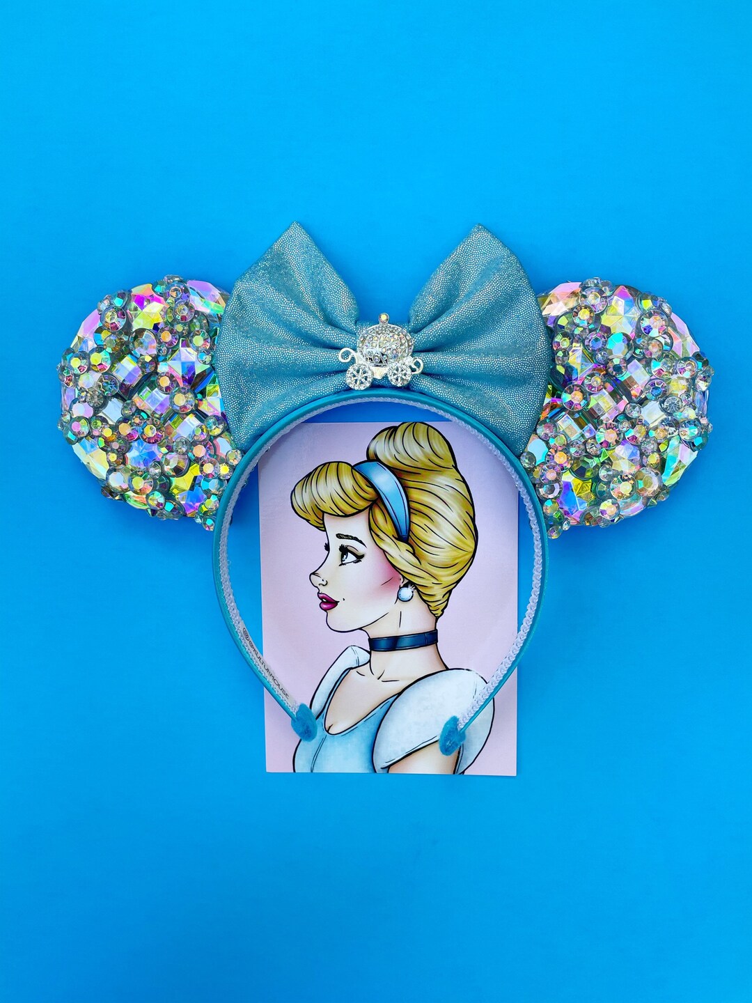 Chasing Childhood Glass Slipper Jeweled Ears Cinderella Glass Slipper Inspired Crystal Princess Mouse  main image 2