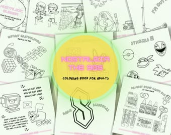 90er Sommer Aktivitäten als Ausmalbild: Retro Vibes zum Ausmalen für Erwachsene und Kinder (PDF Download)