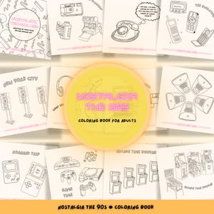 90s Technology Coloring Pages / Retro Digital Media / Printable Adult Coloring / Instant Download PDF