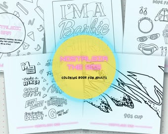90s Fashion and Icons Colouring Pages / Retro Style / Erwachsene Färbung / Instant Download PDF