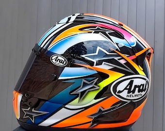 Custom Airbrushed Arai RX-7X RX-7V Motorbike Helmet - Painted Corsair-X Signet-X Motorcycle Superbike Helmets - Race-Replica-Art-Design