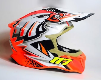 Helmet Motorcycle Off Road Motocross | Custom Airbrushed Graphic Design | Personalized Gifts | DOT ECE Certified