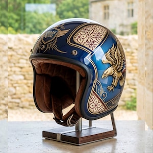 Custom Painted Bell Custom 500 Helmet - Metal-Flake Airbrush Cafe Racer Open-Face - Bespoke Vintage Motorcycle-for-Triumph-Vespa-Cruiser