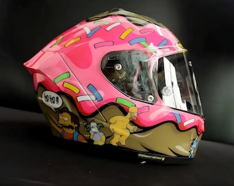Casco de Moto Superbike Personalizado Pintado a Mano Aerógrafo Cascos de Motocicleta de Cara Completa Diseño Único Regalo Motero