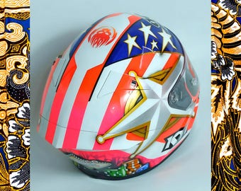 airbrushed patriotic helmets motorcycle Harley Full face Shoei American Flag Brock Black Customs while the moisture wicking fabric keeps your head cooler Custom Airbrush Helmet American Flag