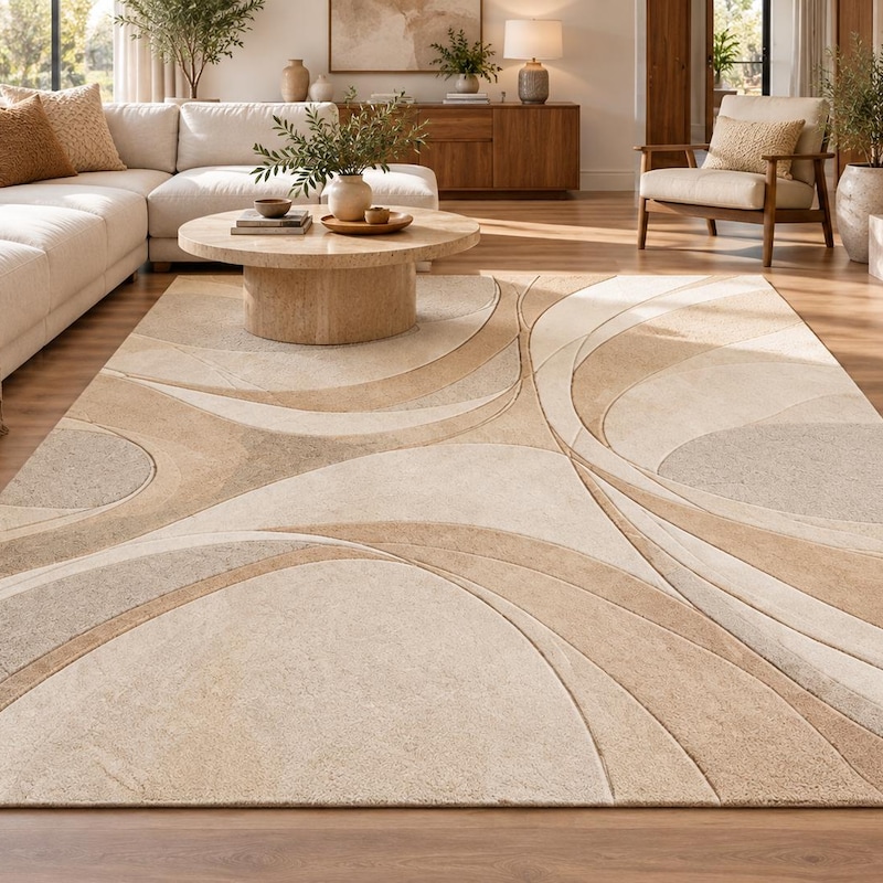 Rug Beige Abstract - Etsy
