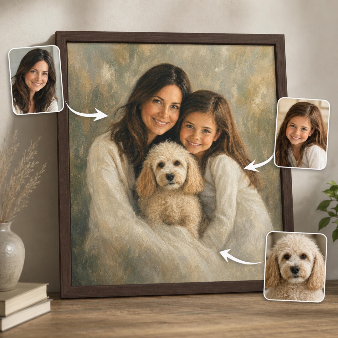 Mother Daughter Portrait From Separate Photos Hand painted Canvas mother-daughter-portrait-from-separate-photos-hand-painted-canvas