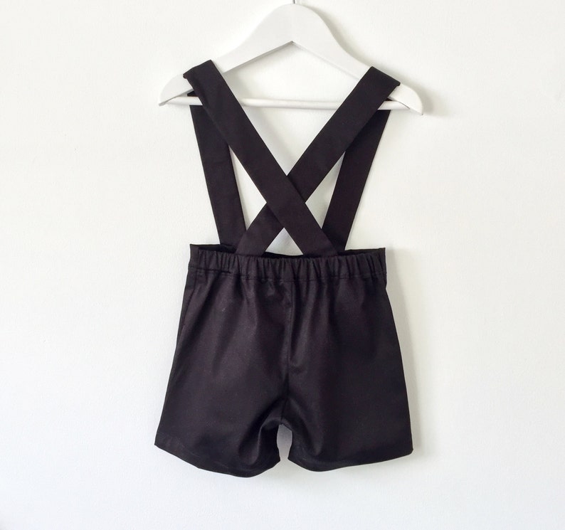 Baby boy suspender shorts black shortalls and bow tie ring Etsy