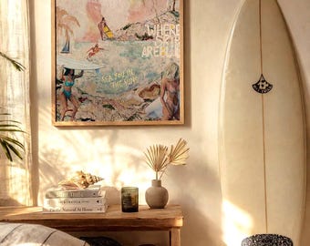 Apres Surf Beach Poster | Coastal Vintage Surf Art Print | Aesthetic Beach Wall Decor | Summer Surf Girl Printable | Ocean Lover Gift