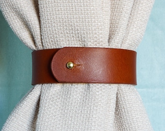 Buttero-Leder Raffhalter | Gardinenhalter Leder Vorhangband | Kanten handpoliert in Deutschland