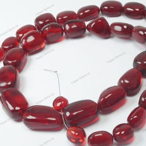 Ruby Corundum Nugget Beads: Transparent Red Gemstone, 19.8 Inch Strand