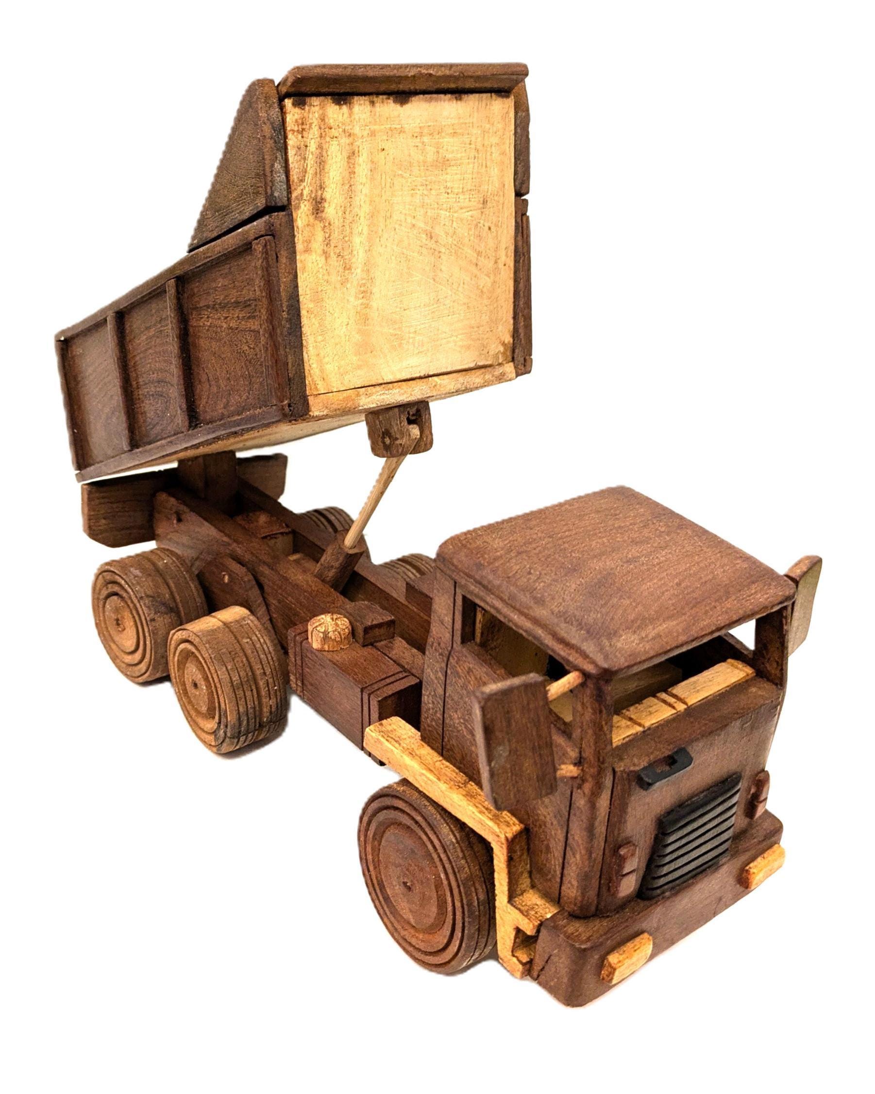 Handcrafted Wooden Dump Truck – Builder Gift – Mechanical Desk Ornament ...