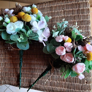 ドライフラワーとフェイクフラワーの素朴なブーケ - 素朴なブーケ - ブライズメイド用の花のブーケ - フラワーガール用の花のブーケ