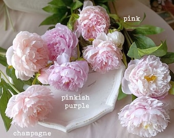 Artificial Peony Flower Stalks, Vintage Floral Peony Decor, Artificial Flowers, Faux Flowers, Wedding Flowers