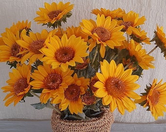 Artificial Rustic Sunflower Stalks, Sunflower Floral Decor, Artificial Flowers, Faux Flowers