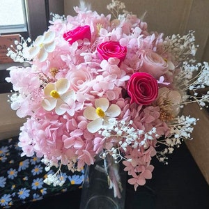 Preserved hydrangea roses hand bouquet- Destination Bouquets-Dried flowers, Floral Decor