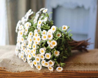 Artificial Small Daisies Flowers-Rustic Floral Arrangement-Little Daisies-Chamomile Flowers-Small Daisies Faux flowers 32cm length