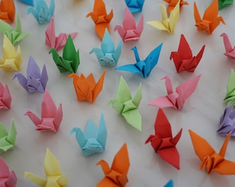 100pcs Origami Paper Colorful Folded Cranes-Wedding Decor Supplies-Party Decor Supplies- Party Decor
