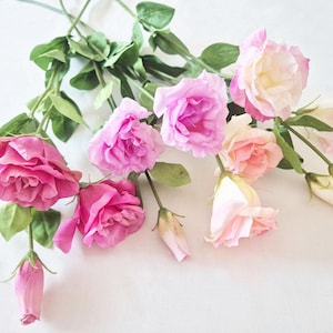 4 Stück Real Touch Blumen-Real Touch Lisanthus Eustomas- Künstliche Blumen-Faux Blumen