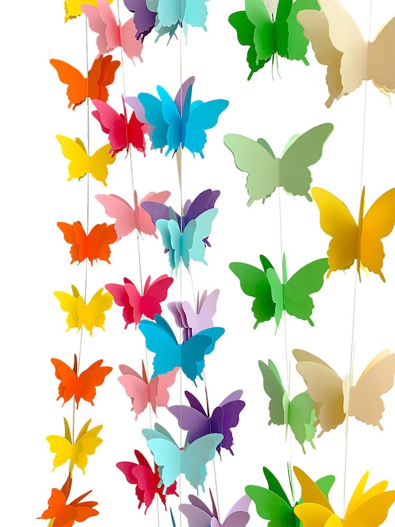 Ficelle De Papillons 3D Violet - 2,8m Décoration Suspendue Pour Mariage Anniversaire Fête Enfants