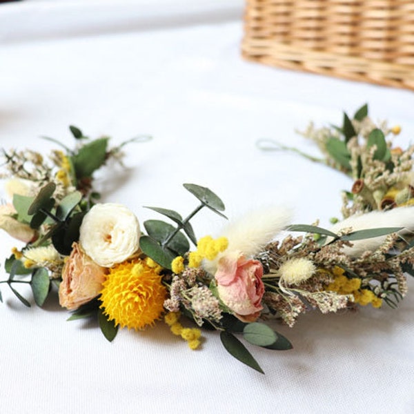 Wedding Head Wreath, Crown, Hoop, Halo, Boho, Wild Flower, Floral, Dried Flowers, Simple, Rustic, Preserved, Whimsical, Forest