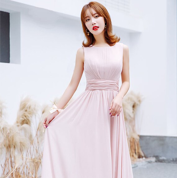 baby pink chiffon dress