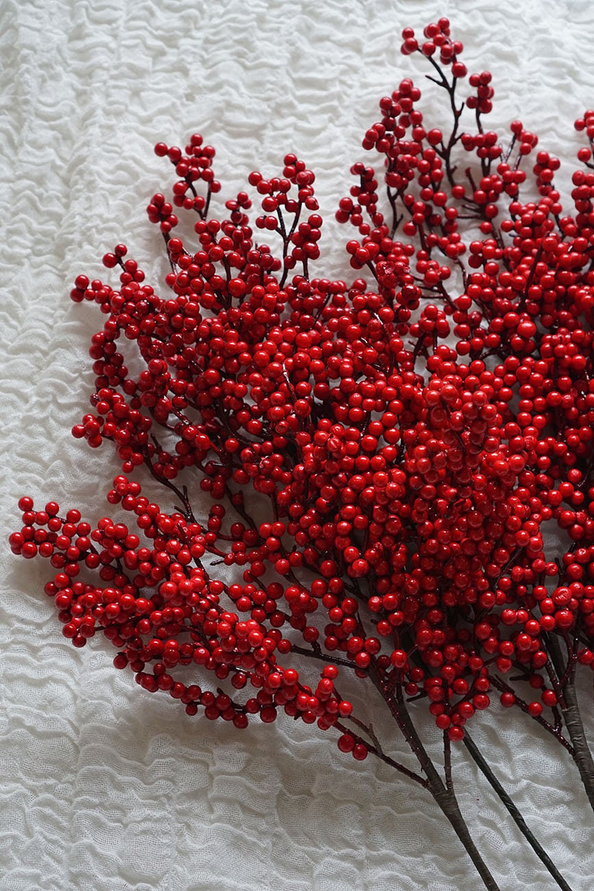 57CM Winter Artificial White Berry Branch Berries Fake Plant Branches for  Wedding Home Office Party Tables