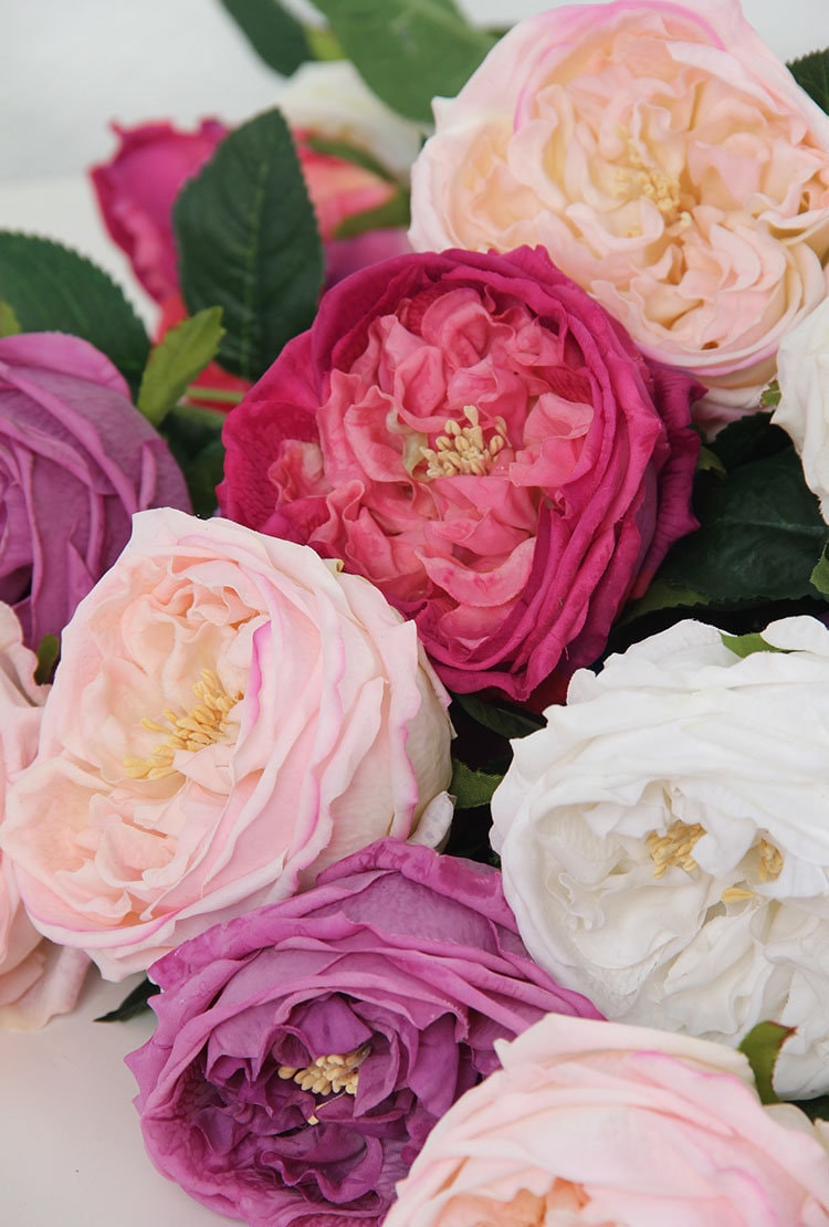 Artificial Austin Roses Real Touch Flower Stalks Vintage Etsy