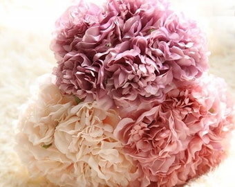Artificial Rustic Peony Flower Bunch Stalks, Vintage Floral  Peony Decor, Artificial Flowers, Faux Flowers