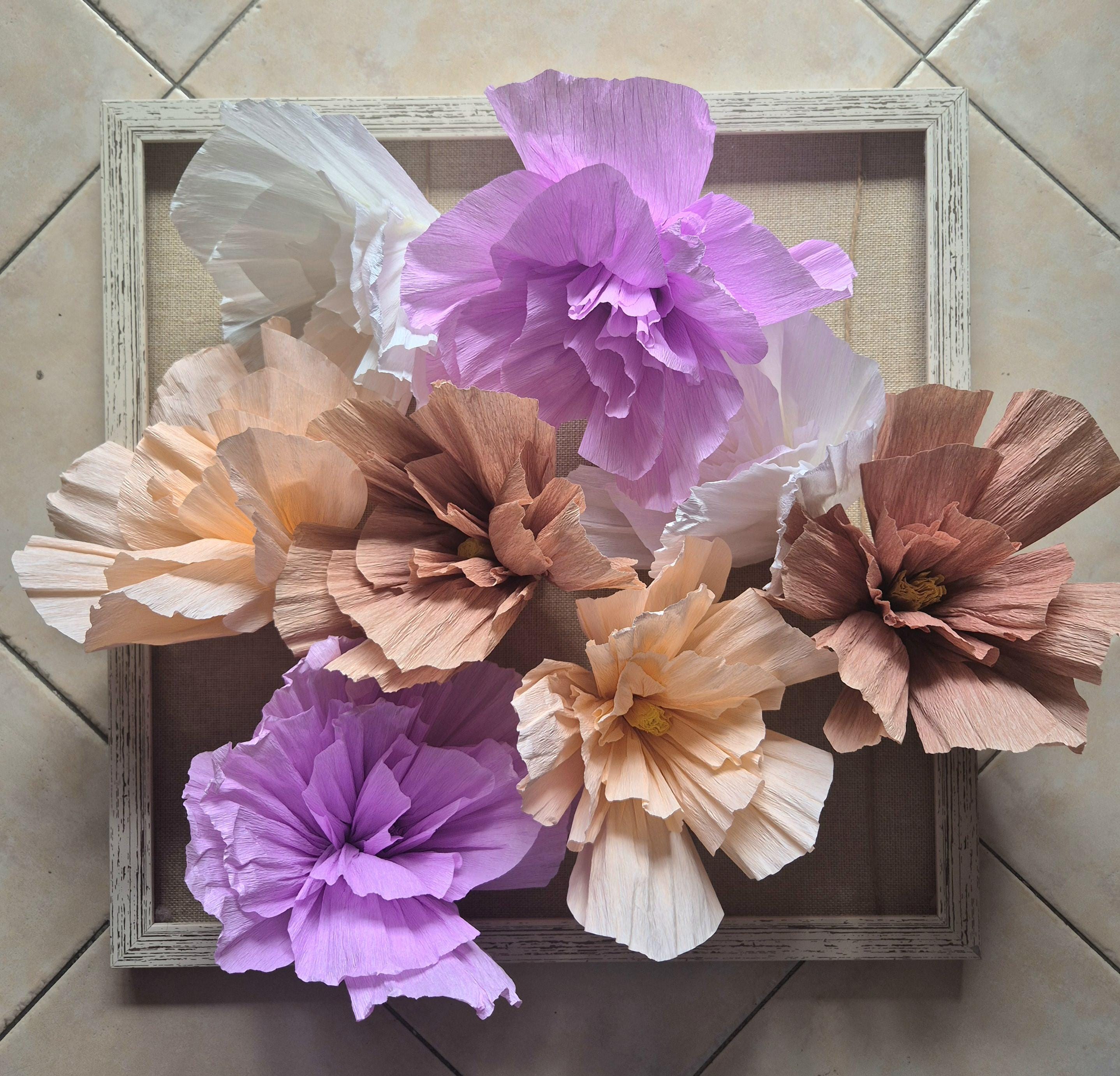 8 pcs of Crepe Paper Peony Flower Wedding Backdrop Decorations-Bridal Shower Decoration-Baby Shower Paper Flowers Pom Pom