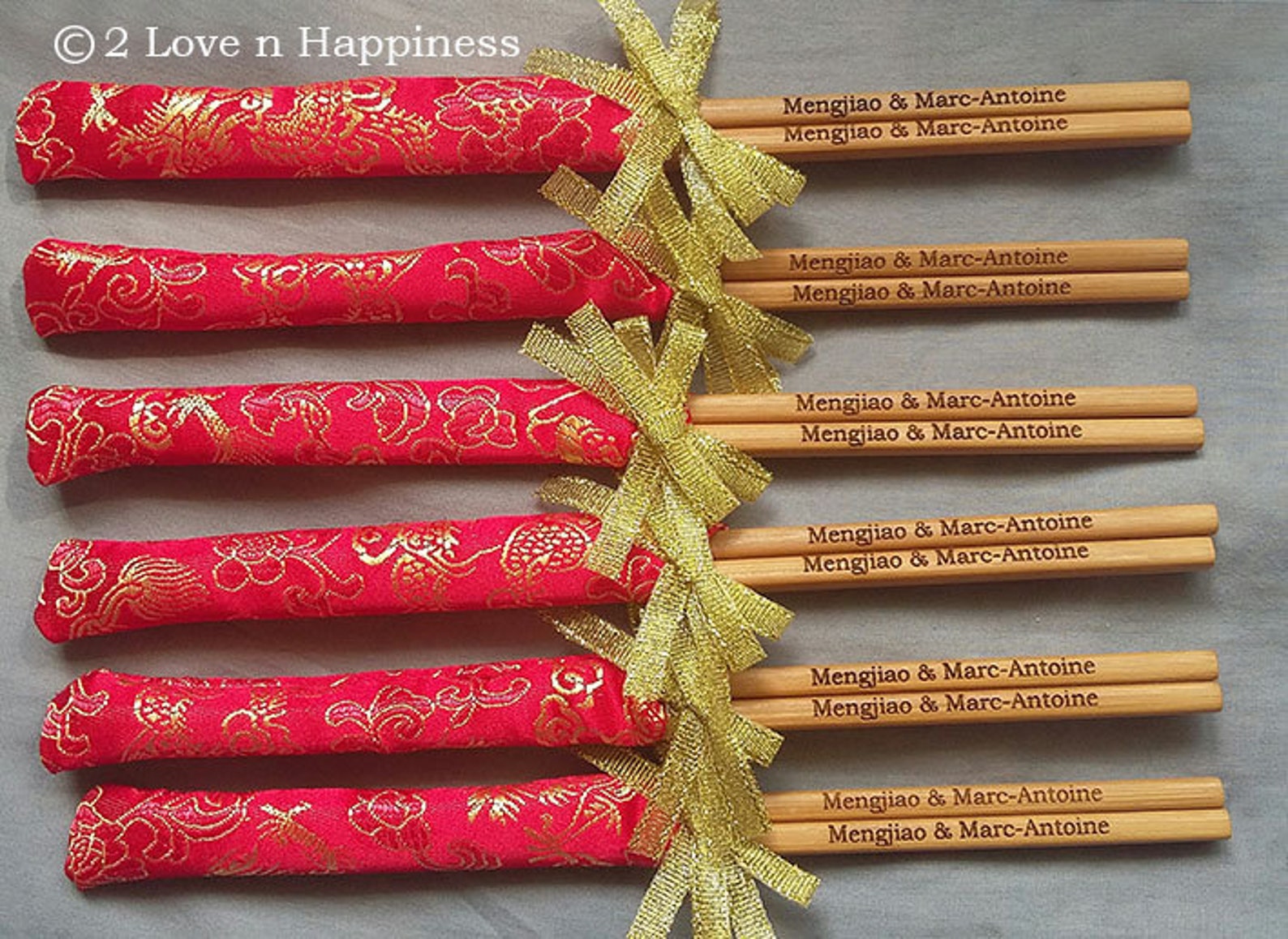 Personalised Engraved Chopsticks in Chinese Brocade Sleeves Etsy