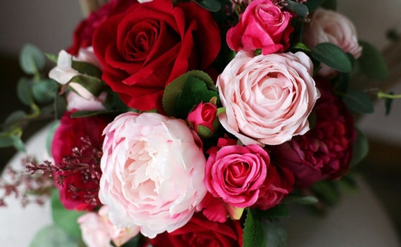 4 Confezioni Di Peonie Artificiali In Seta – Bouquet Da Sposa Con 7 Steli, Fiori Per Matrimoni E Decorazioni Casa, Rosa - 2