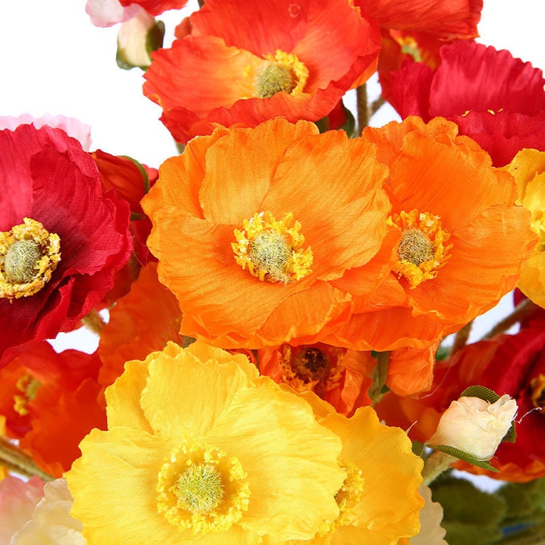 Artificial Flowers Stalks Faux Flower Stalks Silk Poppy Flowers Artificial Poppy Flowers Home Hobby Craft Supplies Tools Kromasol Com