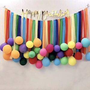 Alles Gute zum Geburtstag Regenbogen Party Luftballons Luftschlangen Dekor Pack-Kinder Geburtstagsfeier Ballon Dekor-DIY Ballon Backdrop Decor