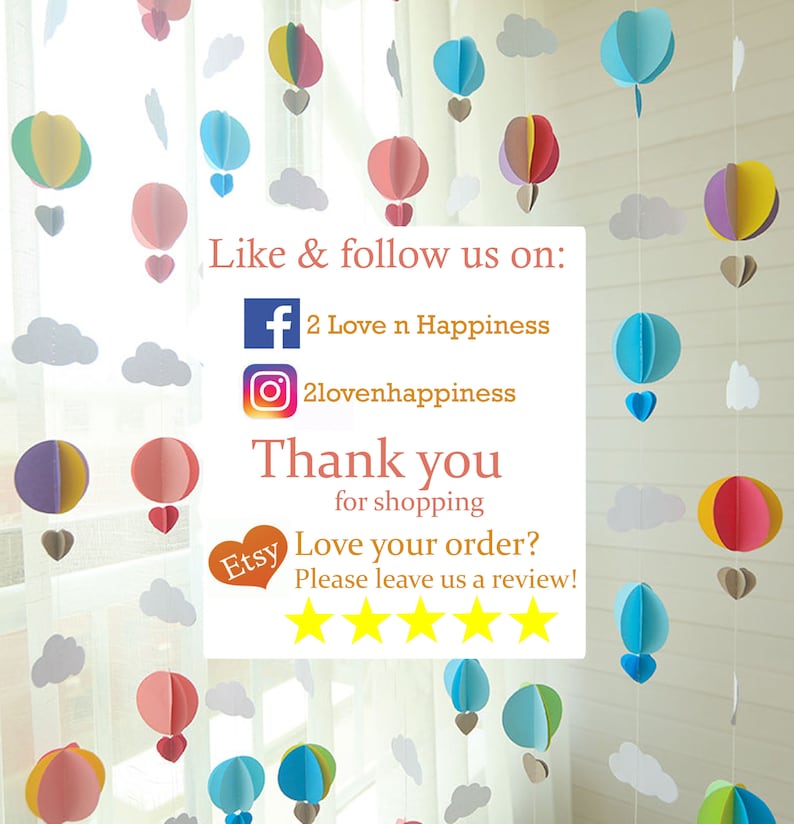 Hot Air Balloon Paper Garland Decor-kids Birthday Party Hot Air Balloon ...