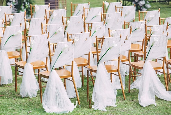 Guest Chair Wedding Swiss Netting Sash Drapes guest Chair Tie Back Netting Sash Ribbons wedding Guest Chairs Decoration Etsy Sweden