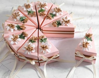 Guest gift favor boxes, Wedding Favor Boxes, Paper Cake Slice Boxes