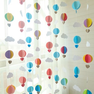 Decorazione ghirlanda di carta per mongolfiera- Decorazione ghirlanda di mongolfiera per festa di compleanno per bambini- Decorazione per fondale per baby shower