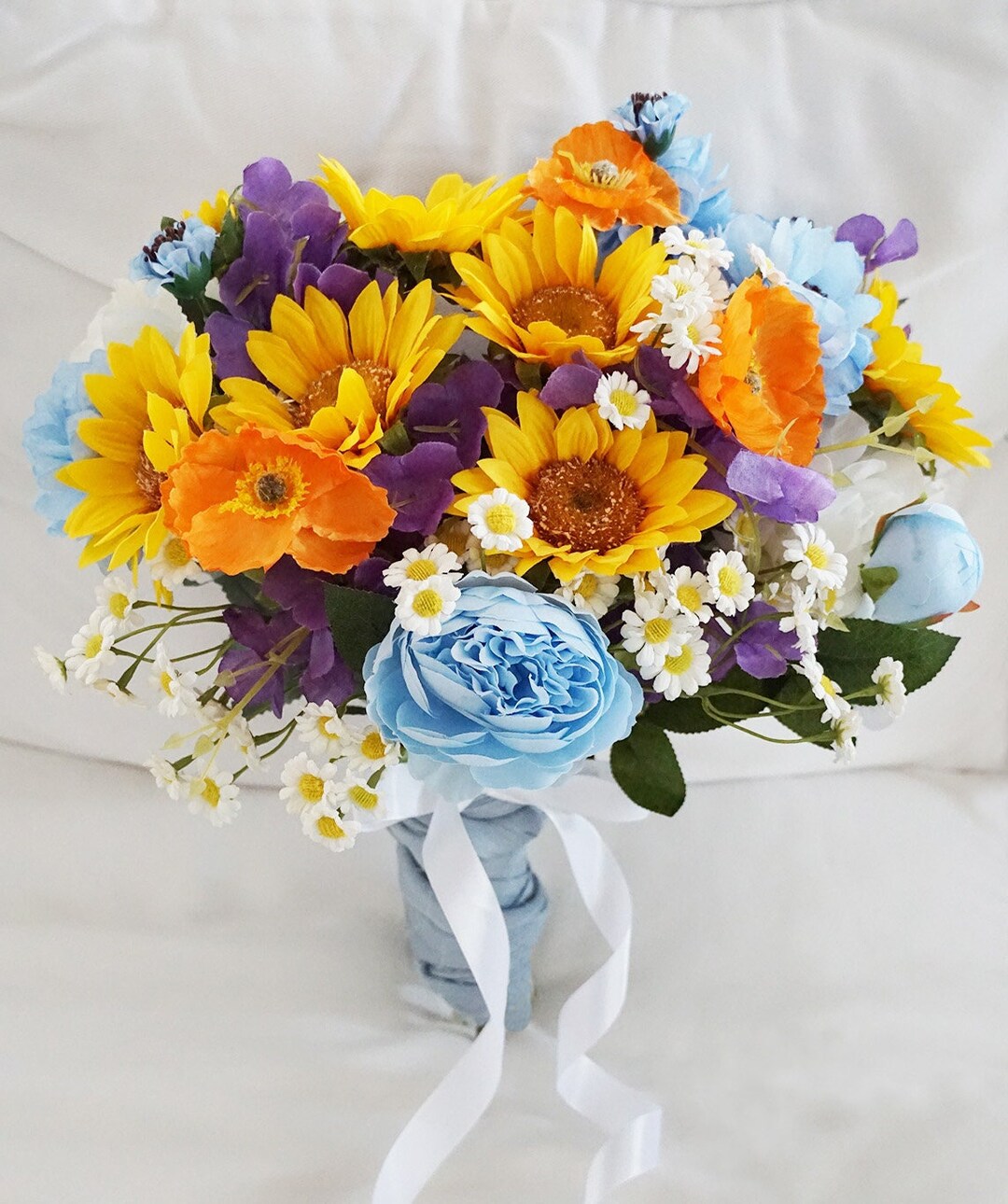Colorful Faux Sunflowers Daisies Summer Silk Flowers Bridal Bouquetfaux Flower Bridal Bouquet