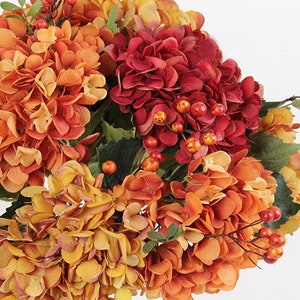 Artificial Rustic Hydrangea Bunch Stalks, Vintage Floral Hydrangea Decor, Autumn Themed Artificial Flowers, Faux Flowers
