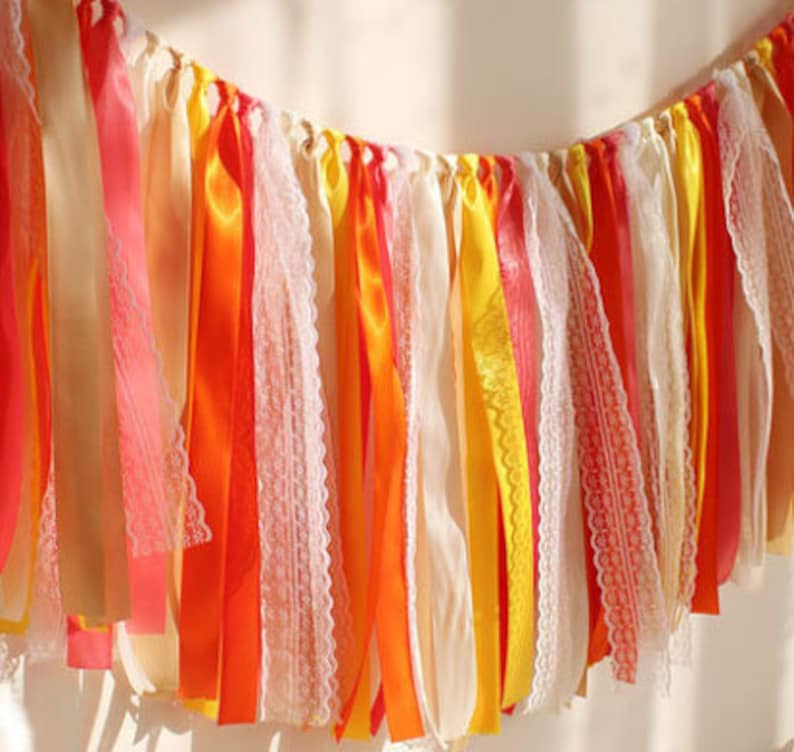 Ribbon Garland Decorribbon Garland Party Backdrop Etsy