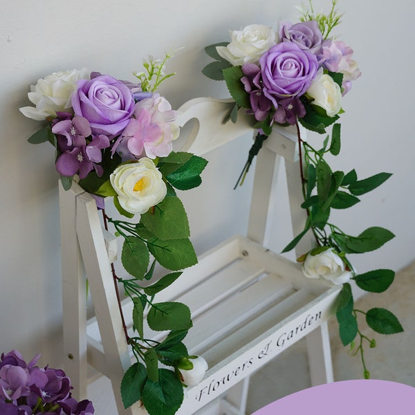Decoración de bancos de pasillo de flores de seda-decoración de bancos de iglesia de pasillo floral artificial-suministros de boda DIY-corredor de pasillo y decoración-decoración del lugar de la boda