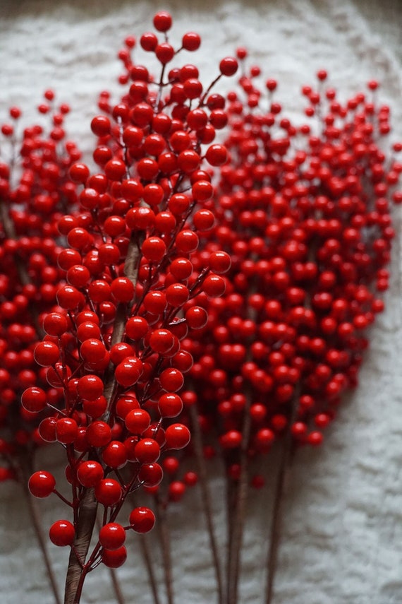 Christmas Red Berries Stalk With Twelve Branches-christmas Berries-christmas  Faux Red Berries-winter Berries - Etsy