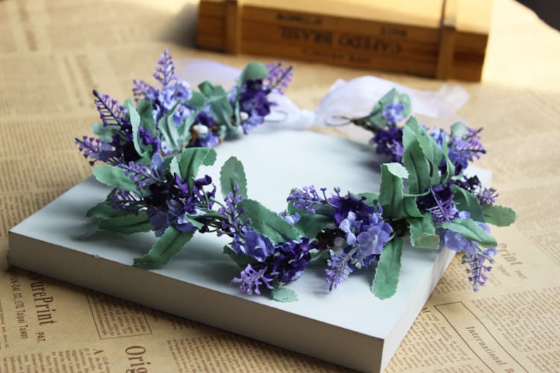 Hoop Purple Lilac Floral,Silk Flowers Crown Halo Lavender Wedding Head Wreath Simple,Rustic,Fantasy