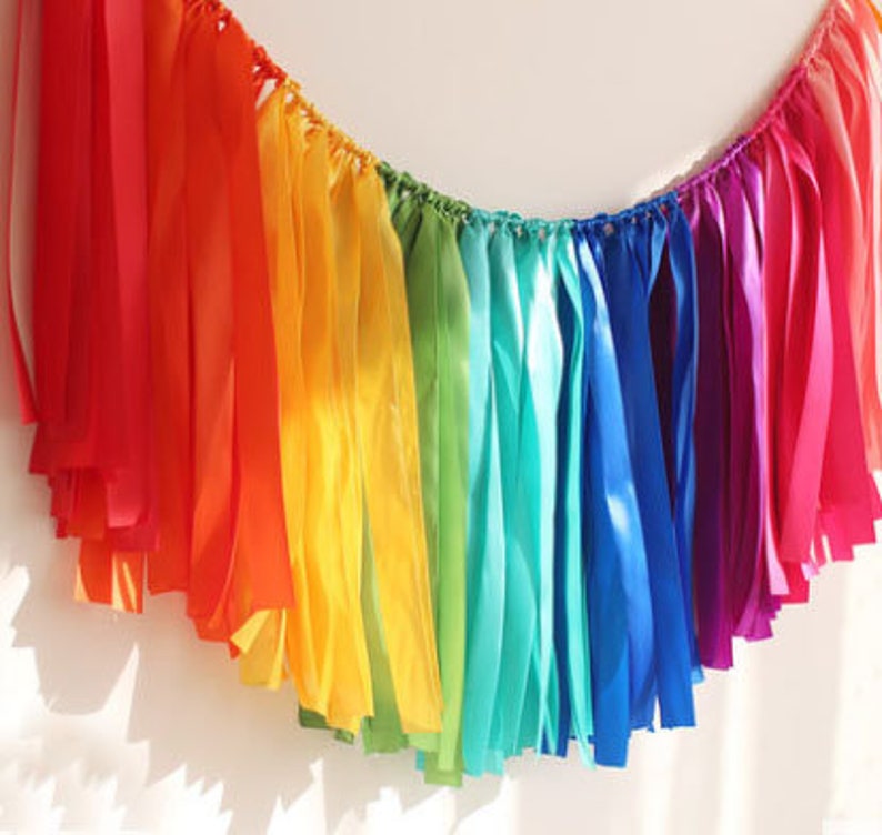 Ribbon Garland Decorribbon Garland Party Backdrop Etsy