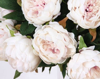 Konstgjorda pionblomstjälkar, Vintage blommig piondekor, Konstgjorda blommor, Fejkblommor