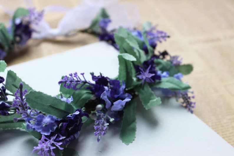 Hoop Purple Lilac Floral,Silk Flowers Crown Halo Lavender Wedding Head Wreath Simple,Rustic,Fantasy